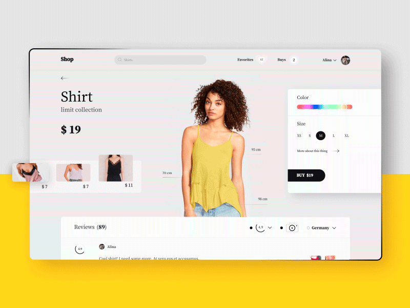 Shop of clothes animation dekstop design shop site typography ui ux web