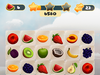 [NEW style] Fruit Match 3 game 2d design fruit game gameui illustration photoshop ui