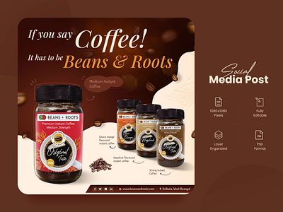 Coffee Beans & Roots branding coffeedesign coffeepost coffeesocialmediapost design digitalmarketing graphic design social media socialmediapost typography ui uidesign uiux