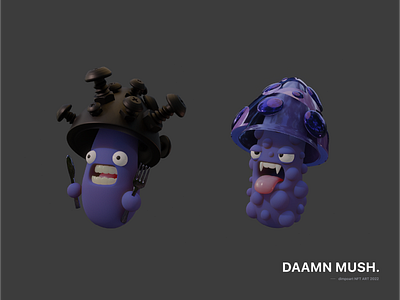3D Mushrooms 3d art blender character design fun game gameart modeling