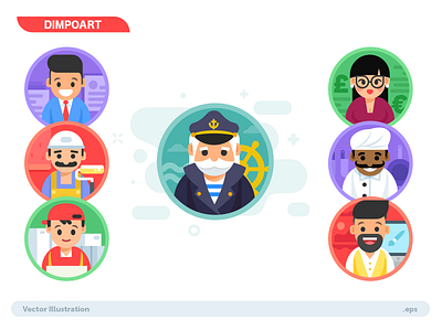Characters 2d characters flat illustration people professions