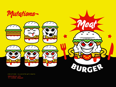 Meat Burger burger fastfood food illustration meat vector yummy