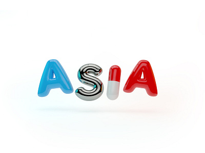 A S I A 3dart asia bubble c4d cinema4d font future japan logo metal techno technologic