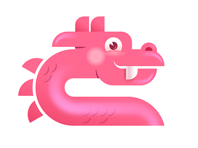 Pink DRAGON Illustration 2d asian branding design dragon flat fun icon illustration lizard logo vector