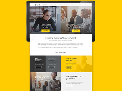 Quest UI Design design recruitment ui website yellow
