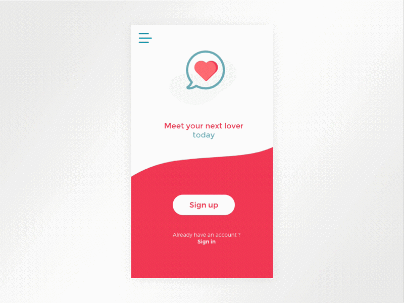 Sign up concept app clean daily ui dailyui dating interaction interface minimalism mobile ui uidesign