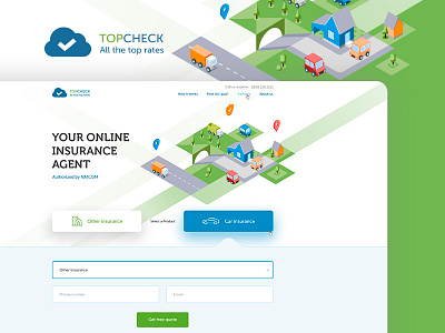 Topcheck illustration interface isometry landing page ui ux