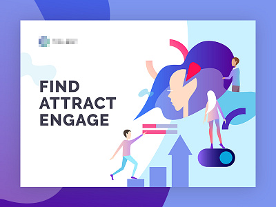 Illustration: Find, Attract, Engage colorful design graphic illustration people web