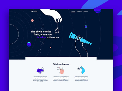Evenstar website colors design illustration interace landing space ui ux web
