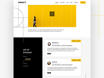 IMPACT website card design interace landing page ui ux web yellow