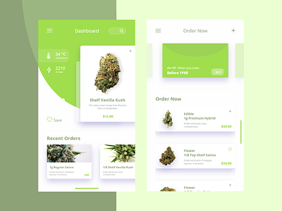 Medical cannabis shopping app concept