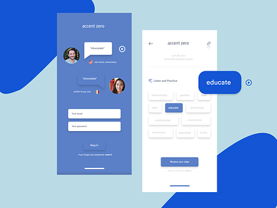 Accent Zero language accent app aplication app creative app design graphic graphic design mobile app design ui ui deisgn ux ux design