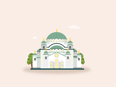 Church of Saint Sava building church illustration vector
