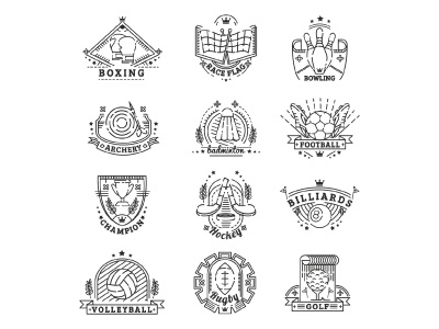 sports line icons badges flat icons line sports vectors