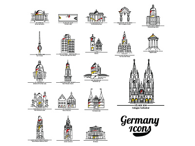 Germany icons adobe illustrator flat germany icon landscape line vector