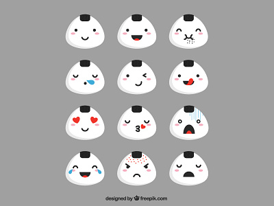 emoji adobe illustrator emoji emoticon flat freepik onigiri vector