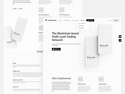 TradeConnect wireframes bitcoin blockchain clay crypto cryptocurrency ethereum ethworks landing mockup tokens trade trading user experience ux white wireframe design wireframes
