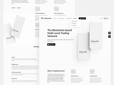 TradeConnect wireframes bitcoin blockchain clay crypto cryptocurrency ethereum ethworks landing mockup tokens trade trading user experience ux white wireframe design wireframes