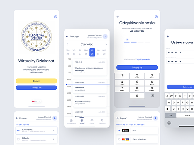 European University in Warsaw application app calendar design password payments profile schedule students timetable ui university ux