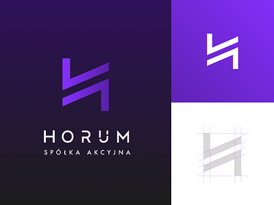 Horum Dribbble bank brand branding design digital gradient h identification letter logo logotype minimalism purple typography