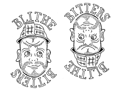 Blithe Bitters label (in progress) 2 way face blithe bitters drawing sketch skillshare