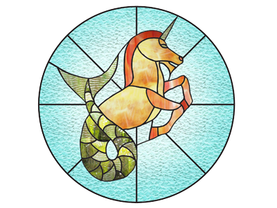 Merhorse Stained Glass (for Blu Dot Swap Meet) blu dot merhorse mythical creature stained glass