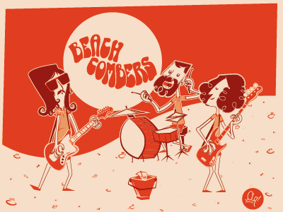 Beach Attack beachcombers cartoon surfmusic vector