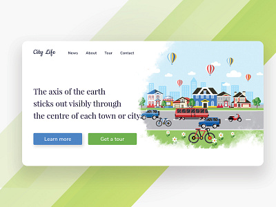 City Life city clean color design illustration landing minimal travel ui ux vabna web
