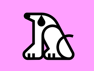doggie black and white color design dog icon illustration line pink stroke woof