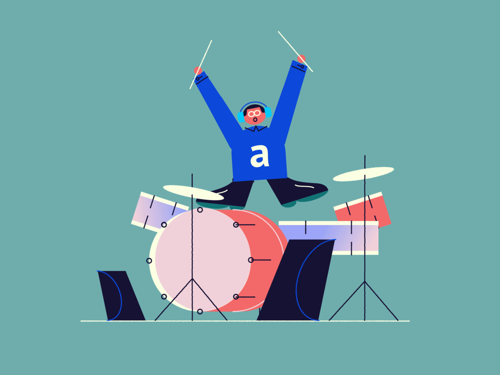 Drummer animation character drummer illustration motiongraphics music vector