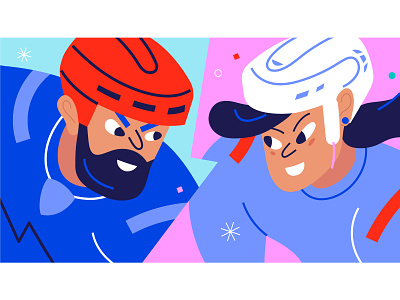 Play hard! characterdesign characters color design female hockey hockey illustration vector winter winter game