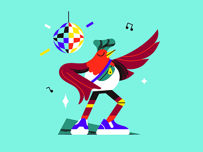Dance! 🕺🏿 bird character colors dance design illustration music spotify texture vector
