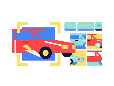 Car search app car green illustration red search