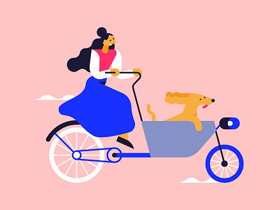 Doggy bike bike dog illustration