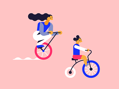 woman's bike power bike girls illustration
