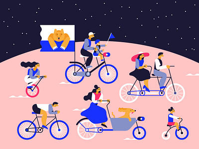 Night bike parade in Syktyvkar bike dog illustration syktyvkar