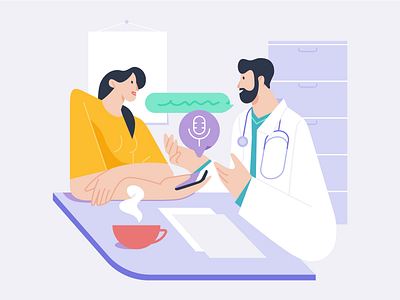 Medcorder conversation app conversation doctor illustration medcorder microphone vector