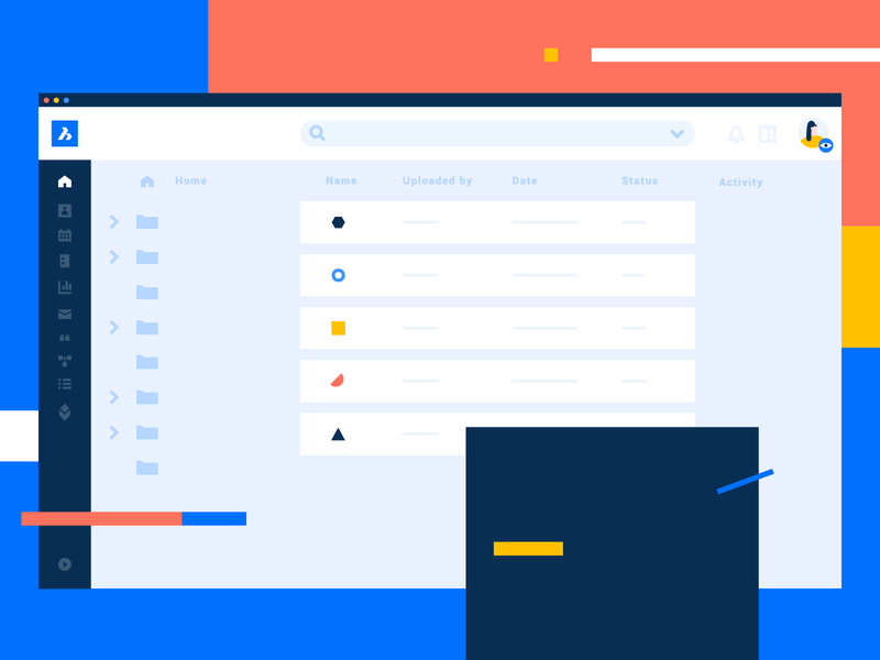 Interface space character icons abstract software folders bricsys vector ui illo color design illustration