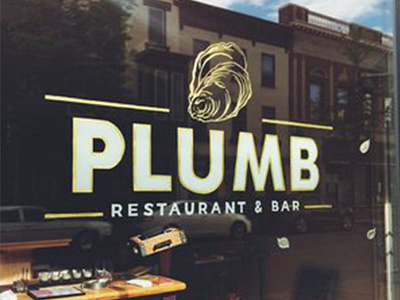 Plum Bar gold leaf hand lettering hand painted lettering sign painting