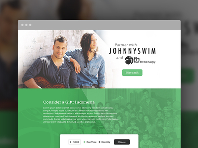 Food for the Hungry + JOHNNYSWIM band charity donate hunger johnnyswim landing page non profit splash web website