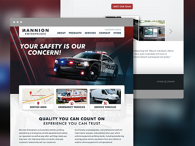 Mannion Web First Look computers custom emergency enterprise interior lighting mockup police repair safety technology website