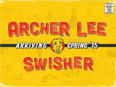 Archer Lee Swisher announcement archer archie baby comics design son vintage