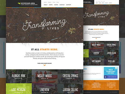 Michigan Area Camps camp color grid layout outdoors responsive type website
