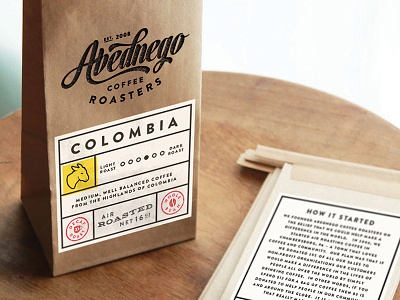 Abednego Coffee Roasters Packaging coffee design label layout logo packaging stamp