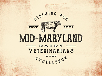 MMDV americana circle cow dairy logo typography veterinarians vintage