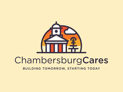 Chambersburg Cares city clock courthouse fountain icon identity logo mark sunrise sunset town