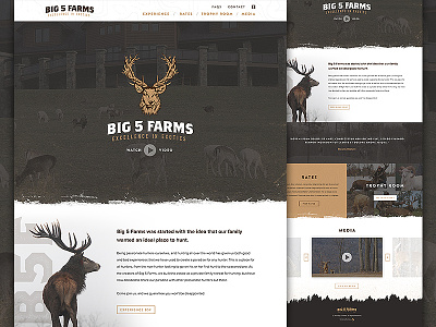 Big 5 Farms deer game grid hunting landing layout outdoors resort website wildlife