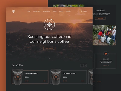 Lenca Coffee Roasters coffee green bean layout packaging roaster website design