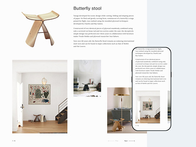 Sori Yanagi's butterfly stool landing landing page minimal mobile mobile ui web web design