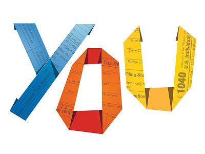 Tax Form "You" folded paper origami paper primary taxes typography